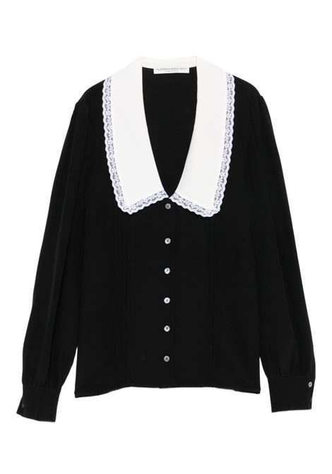 Black lace-trimmed collared blouse Alessandra Rich - women ALESSANDRA RICH | FABX4094F30570900